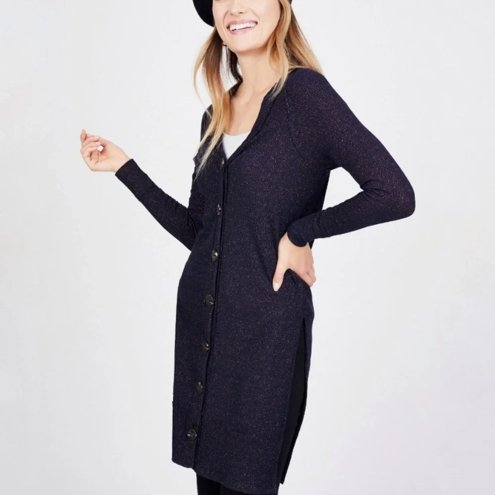 Free People Sparkle Long Button Knit Cardigan Sweater Women’s Large